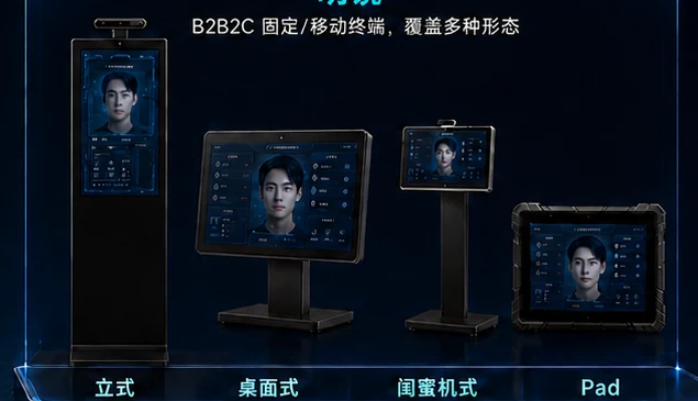 PPT 中展示的明镜立式、桌面式、闺蜜机式与 Pad 终端